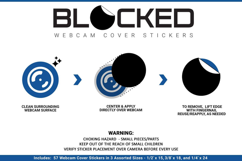 Webcam/Camera Vinyl Covers | 57 Low-Tack Restickable Webcam Sticker | 3-Sizes | Black 57-Pack (Muted Matte) Black 57-pack | Muted Matte