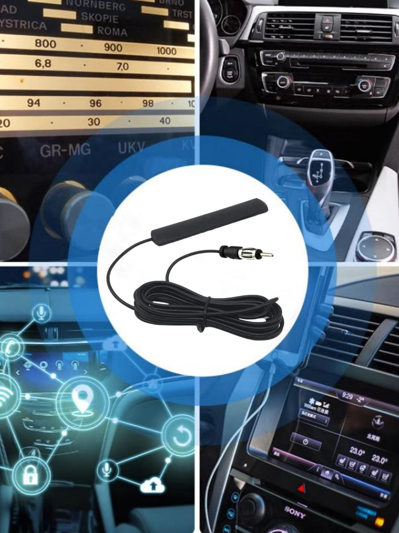 [AUSTRALIA] - Universal Car Radio Antenna Car Stereo FM AM Hidden Adhesive Mount Patch Antenna Car Radio Media Receiver Player Amplifier Antenna Connector for Vehicle Truck SUV Car 
