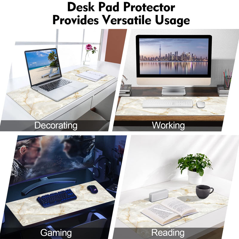 Galdas Large Mouse Pad Marble Pattern XXL XL Large Mouse Pad Mat Long Extended Mousepad Desk Pad Non-Slip Rubber Mice Pads Stitched Edges Thin Pad (31.5x11.8x0.12“)