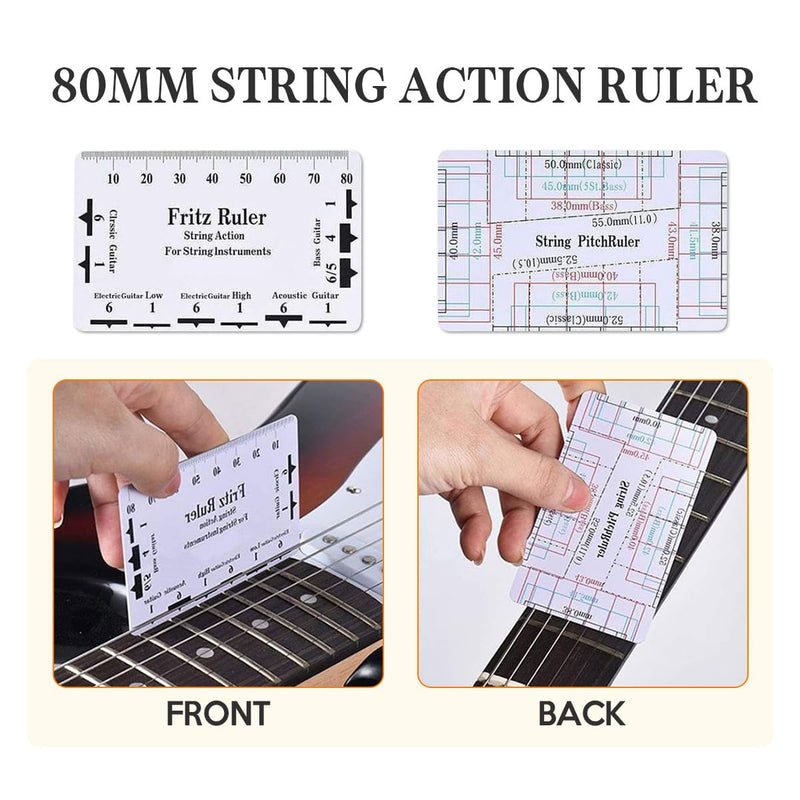 Guitar Neck Notched Straight Edge Luthiers Tool with Guitar Fret File, Fret Rocker, Fingerboard Guards Protectors and Grinding Stones for Gibson 24.75" and Fender 25.5" Electric Guitars