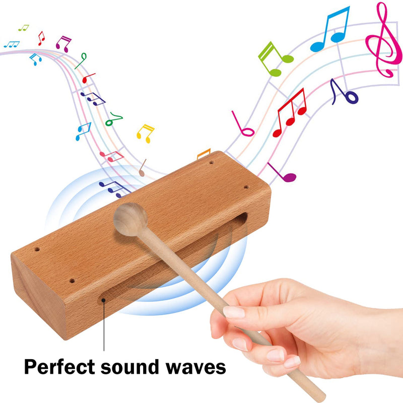 Solid Wood Rhythm Block, Set of 3, Solid Wood Rhythm Block Musical Percussion Instrument Perfect for Rhythm Classes with 3 Pack of Mallet Solid Hardwood