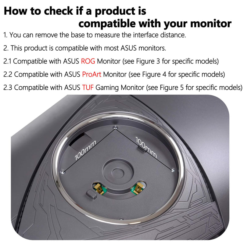 VG27AQ3A VESA Adapter Compatible with ASUS ROG,ProArt and TUF Game Monitor | (Fits VG27AQM5A,VG277Q1A,XG27ACS,VG27WQ3B,VG27AQ,PA248QFV,PG27AQN and more)–75x75 to 100x100 Wall Mount Bracket