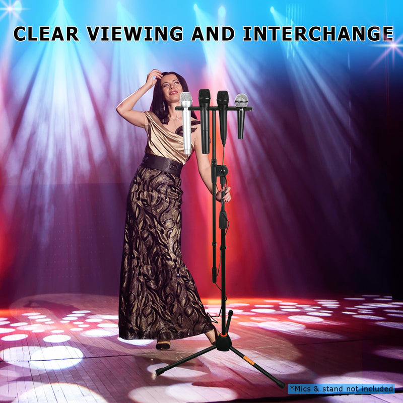 [AUSTRALIA] - Multi Mic Holder for Mic Stand, Multiple Microphone Organizer and Display for Wired and Wireless Mics, Hold Up to 4 Microphones, Aluminum, Black 