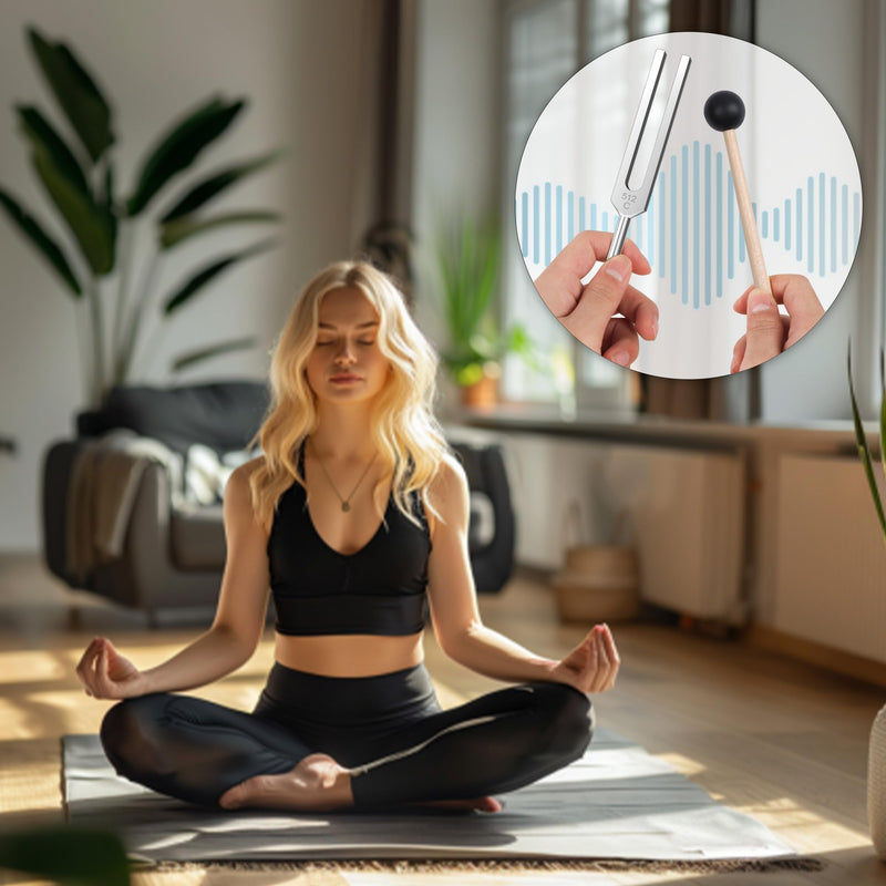 2 pcs 512Hz Tuning Forks Set, Made of Aluminum Alloy Material, Paired with 2pcs Silicone Hammers and 2pcs Plush Cloth Bags, Suitable for Chakra Sound Therapy, Yoga, Meditation