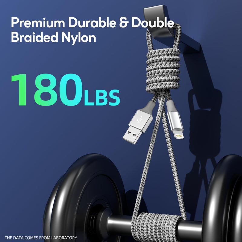 [AUSTRALIA] - iPhone Charger Cord 3Pack 10FT Apple MFi Certified Nylon Braided Fast Charging Lightning Cable Compatible with iPhone 14/13/12/11 Pro/11/XS MAX/XR and More 