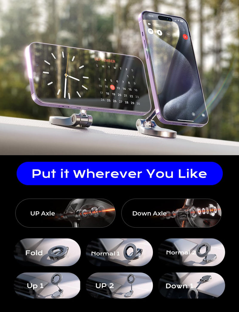 LISEN for MagSafe Car Mount, [24 Strong Magnet] Magnetic Phone Holder for Car, Hands Free iPhone Car Holder Mount Dash Phone Mount for Car Fit for iPhone 15 14 13 12 Pro Max Plus Mini MagSafe Cases Black
