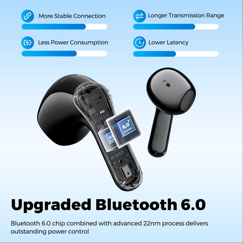 SoundPEATS Air6 HS LDAC Hi-Res Wireless Earbuds, Bluetooth 6.0, 13mm Driver | LDAC Hi-Res Audio Certified, 13mm Triple-Magnet Driver, 2MIC ENC, IPX5 Waterproof, Dynamic EQ, 45H, Bio-Composite Diaphragm Black