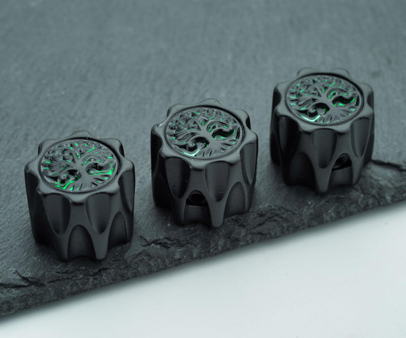 Guyker Dome Potentiometer Control Knobs Dia. 6.3mm Shaft Pots, 3PCS Zinc alloy Domed Speed Tone Volume Switch Knob with Tree Of Life Surface Replacement for Electric Guitar Bass, CKB034 Black CKB034 Dome Shape, Black