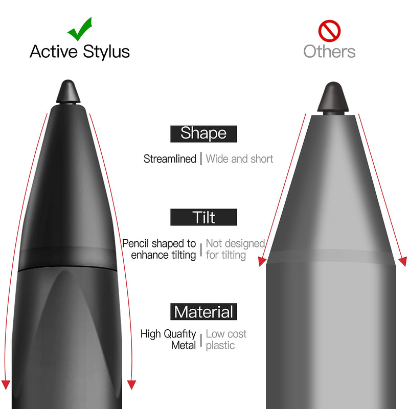 Stylus with Palm Rejection, 4096 Pressure Sensitivity, Compatible with Surface Pro X/8/7+/7/6/5/4/3, Surface Book/Go/Laptop/Studio for Precise Writing/Drawing, Rechargeable (Black) Black