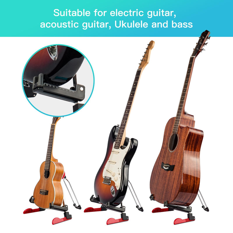 GUITTO Guitar Stand Floor Universal Folding Tripod Guitar Stands for Acoustic Electric Guitars Bass Accessories Banjo Stand GGS-03 Red