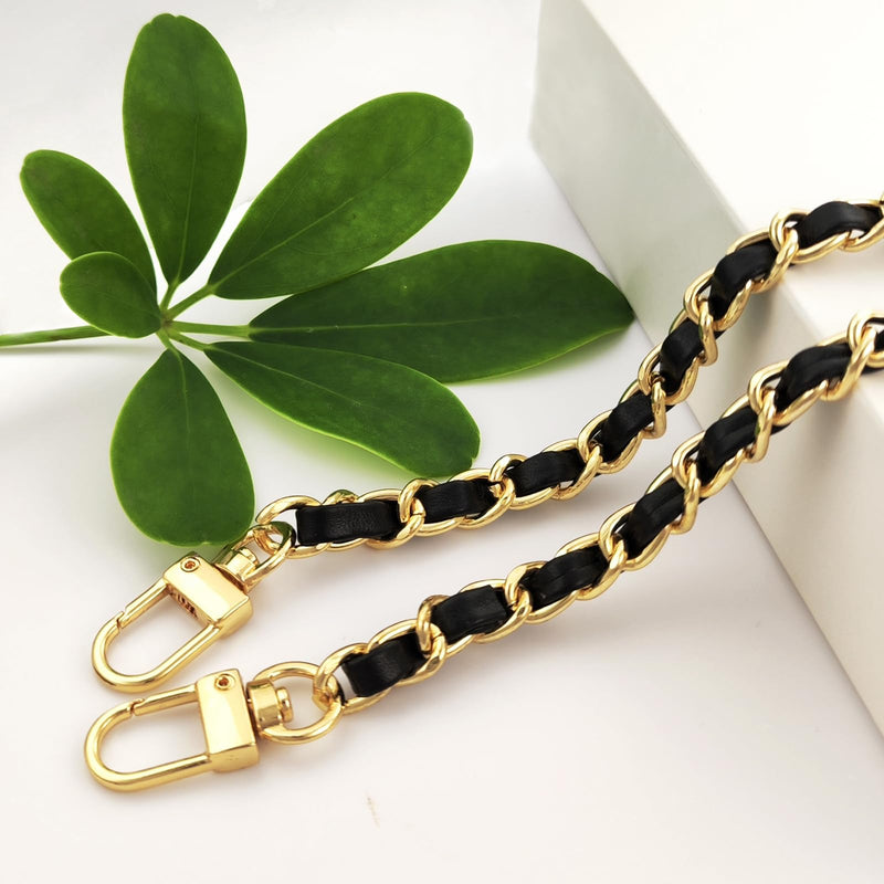 2PCS Cell Phone Chain Crossbody,Phone Lanyard,47.2" Metal Chain with Leather Strap for IPhone Case Black-47inch