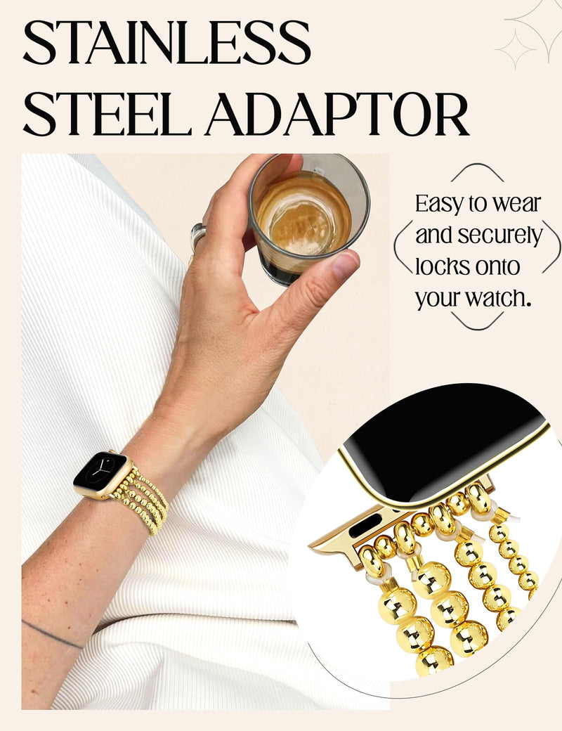 JR.DM Honeycomb and beaded Bands Compatible with Apple Watch 38mm 40mm 41mm 42mm 44mm 45mm 46mm for Women, Dressy Gold Silver Metal Strap Replacement for iWatch Series 10/9/8/7/SE/6/5/4/3/2/1