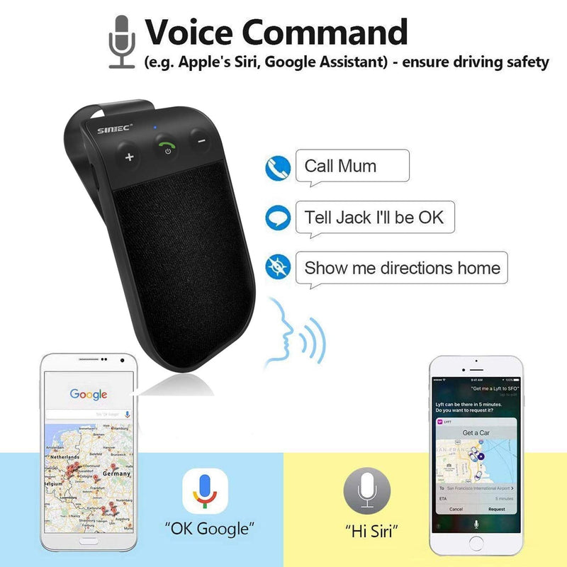 Bluetooth Speaker for Car Handsfree Talking, Cell Phone, Auto Power On Off | Hands Free Bluetooth Car Speaker Phone Kit with Visor Clip, Support Siri Voice Assistant