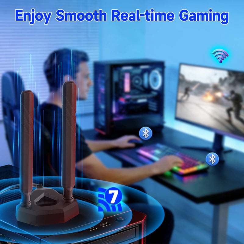 Eightwood WiFi 7 Gaming Motherboard Antenna for ASUS PC, Magnetic Base | Compatible with ASUS ROG Strix X870E-E/B850-I, TUF Gaming B850-PLUS/X870-PLUS, ProArt X870E-CREATOR, ROG Crosshair X870E Hero