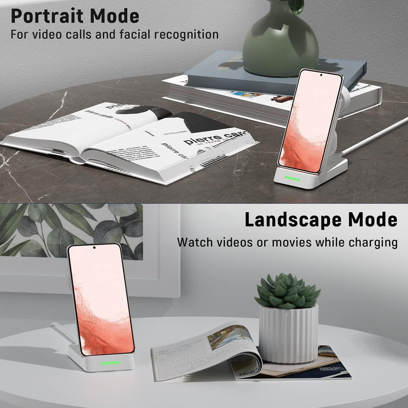 Wireless Charging Station for Apple - 3 in 1 Wireless Charger Stand Dock Watch and Phone Charger Station for Apple Watch 8/7/SE/6/5/4/3/2, iPhone 15 14 13 12 Pro Max SE XS X, Samsung, AirPods Pro/3/2 White