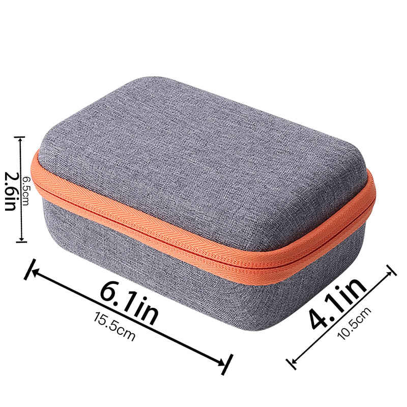 co2CREA Hard Case Compatible with Yoto Mini Kids Audio Music Player Children Speaker Plays Audiobook Cards Radio and Card Case Hold up to Yoto 36 Cards Grey Case and Orange Zipper