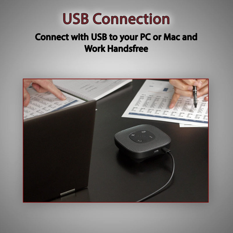CA Essential Speakerphone SP-2000 - USB and Bluetooth Speakerphone, Clear Sound, 360 Degree Noise Cancelling Microphone with 3m Range, 66 Ft BT Wireless Range, by Cyber Acoustics 1 Pack