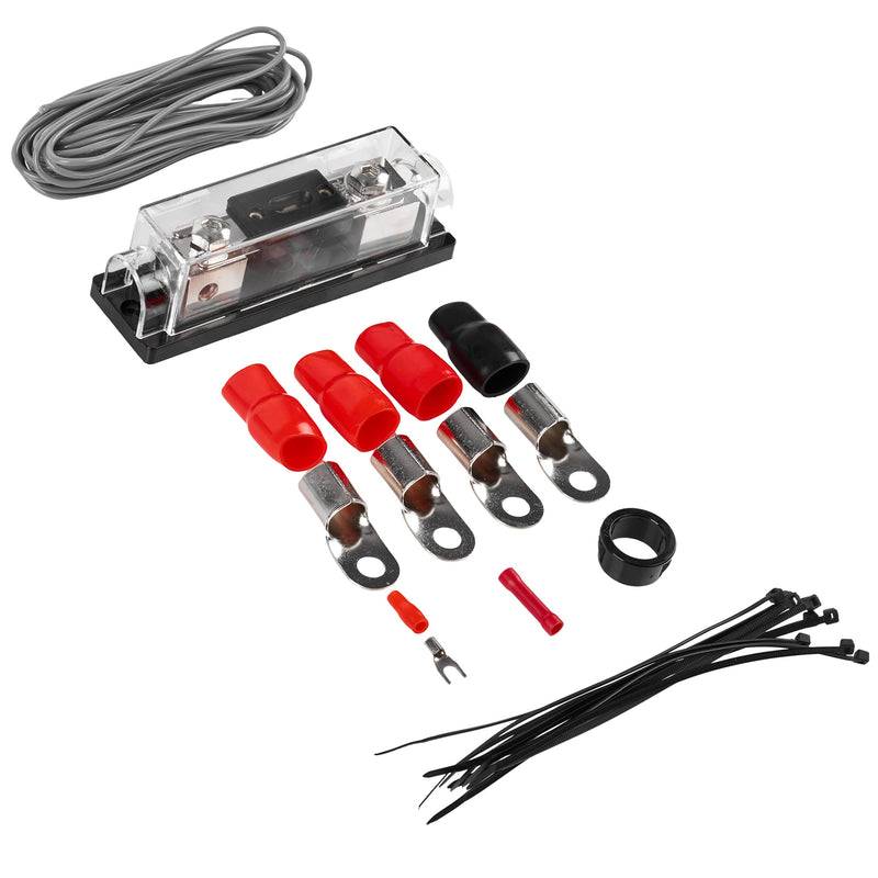 Belva Complete 1/0 Gauge 2-Channel Copper-Clad Amp Wiring Kit [RED] with 2-Channel RCA Interconnects [BAK02] | With 2-Channel RCA Interconnects [BAK02] Red 1/0 Gauge | 2-Channel