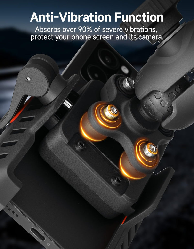 KEMIMOTO Motorcycle Phone Mount with Sun Hat, Fit for Bike, ATV, Scooter | 360° Adjustable Quick Release,Detachable Sun Shade, Anti-Vibration, Anti-theft Phone Holder Fits 4.7"-7.2" Smartphones