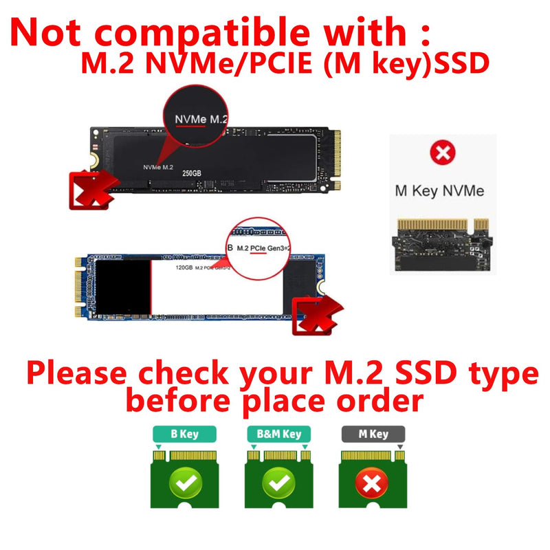 ELUTENG M.2 SATA to SATA Adapter (Not Support NVME/M.2 PCIE) MSATA and B Key/B&M Key M.2 NGFF SDD to 2.5" SATA III 2 in 1 Converter Supports MSATA/M.2 NGFF SSD Not for M Key M.2 NGFF/MSATA to SATA