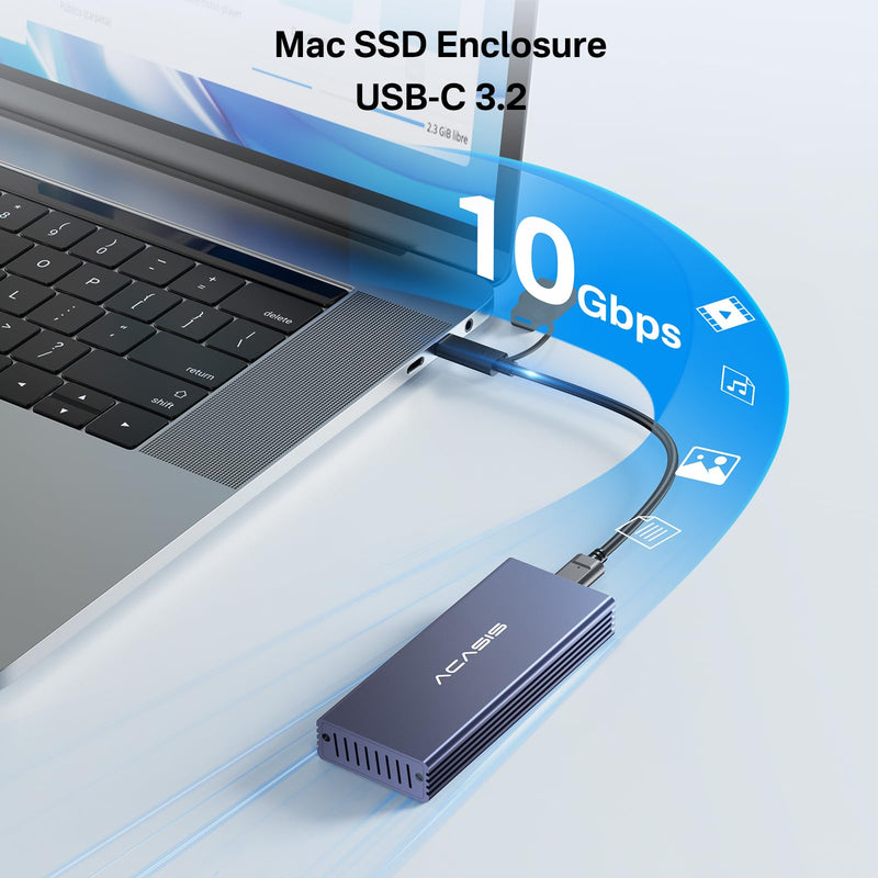 ACASIS USB C 3.2 SSD Enclosure for Apple SSD 12+16 PIN MacBook Pro | MacBook Air, Mac Pro, iMac from 2013 to 2017 A1465 A1466 A1502 SSD，MacBook SSD Enclosure with M.2 NVMe Adapter MAC3W