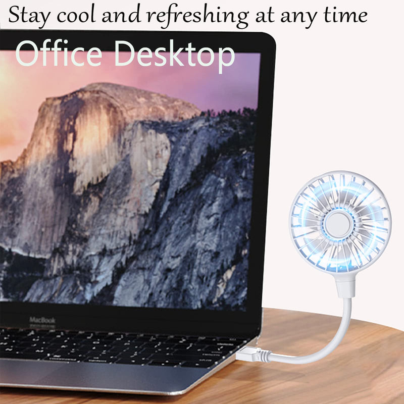 USB Fan, Mini Portable Fan for 360° Rotation, Small Personal Fan for Home Office, Desk Fan Compatible with All USB Outputs such as Laptop/Power Bank/Plug, Pocket Fan for Travel Commute(No switch)