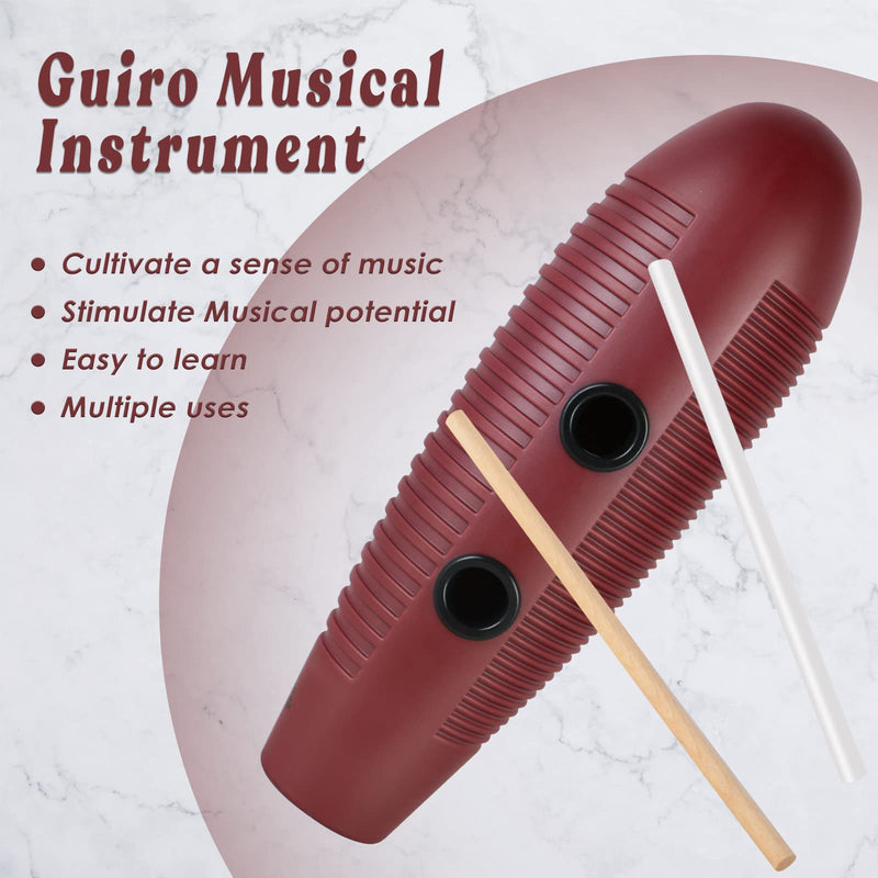[AUSTRALIA] - EASTROCK Guiro Instrument 3.9"x13" Fish Shaped Latin Percussion Instrument with 2 Scrapers Guiro Instrument Musical Training Tool for Beginners and Professional Band Accompaniment Large Redbrown 