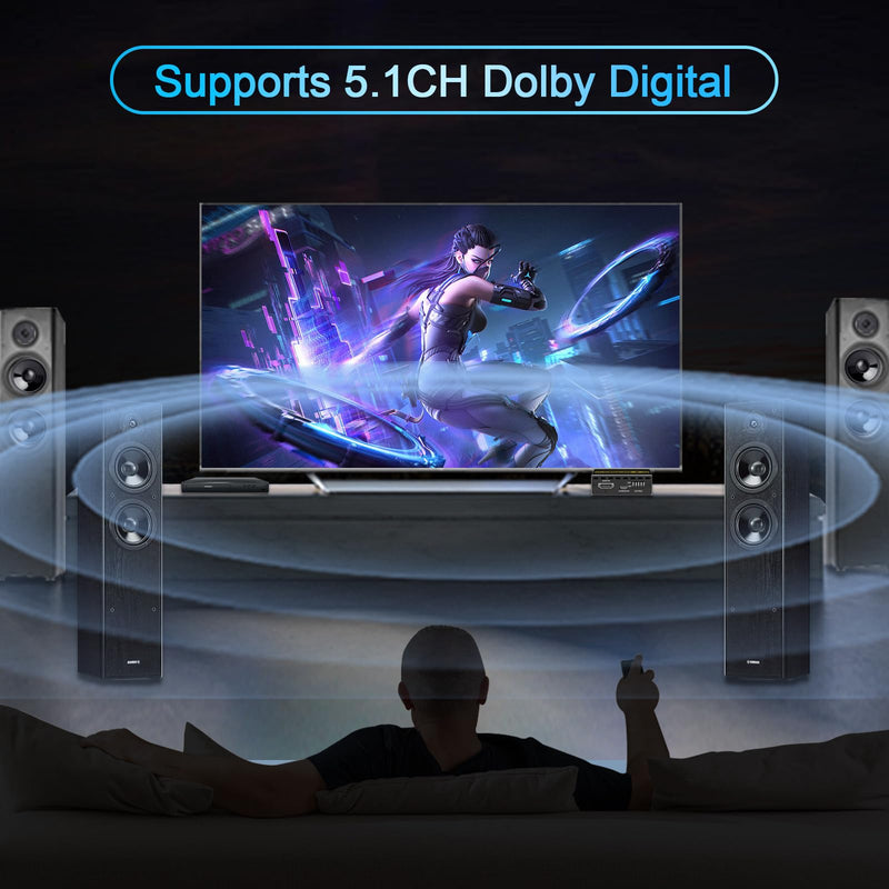 [AUSTRALIA] - HDMI Splitter 1x1 Audio Extractor 4K 60Hz Atmos CEC EDID/Down-Scale/HDCP Switch Fit Various Video- SPDIF 5.1CH Optical Toslink,Stereo Audio Breakout, HDMI Repeater Digital De-embedder Decoder EX11PRO HDMI 2.0 Audio Extractor 