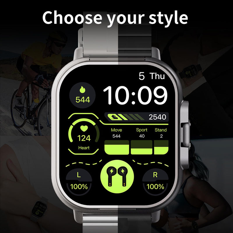 Bewinner Smart Watch with Earbuds, 2 in 1 Bluetooth Earphones & Smart Watch, 2 Inch HD Touch Screen Fitness Watch, Bluetooth Call Fitness Tracker Sports Watch for Android (Silver Steel) Silver Steel