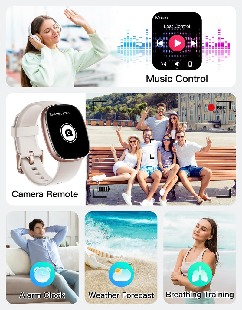 Fitness Tracker with Call Function, 1.85” Fitness Watch for Women and Men, 24/7 Heart Rate & Blood Oxygen Monitor, Sleep Tracker, 100+ Sport Modes, IP68 Waterproof (Starlight)