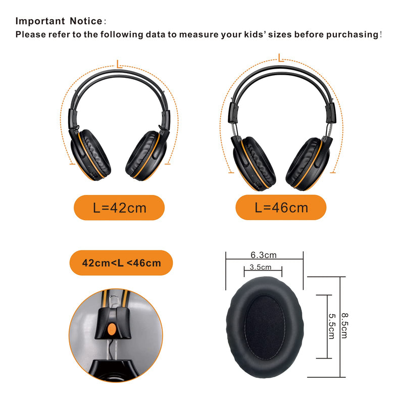 SIMOLIO IR Headphones for Car DVD, Wireless Honda Odyssey Infrared Headsets | 2 Pack 2-Channel Universal Foldable w/ Volume Limit, AUX Cable& Bag for Toyota Sienna, Chrysler Pacifica, GMC Yukon, uConnect