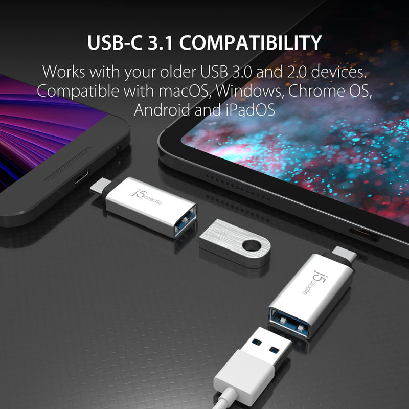 j5create USB Type-A to VGA Display Adapter + USB C to USB Type-A Adapter (JUA311 + JUCX15X2)