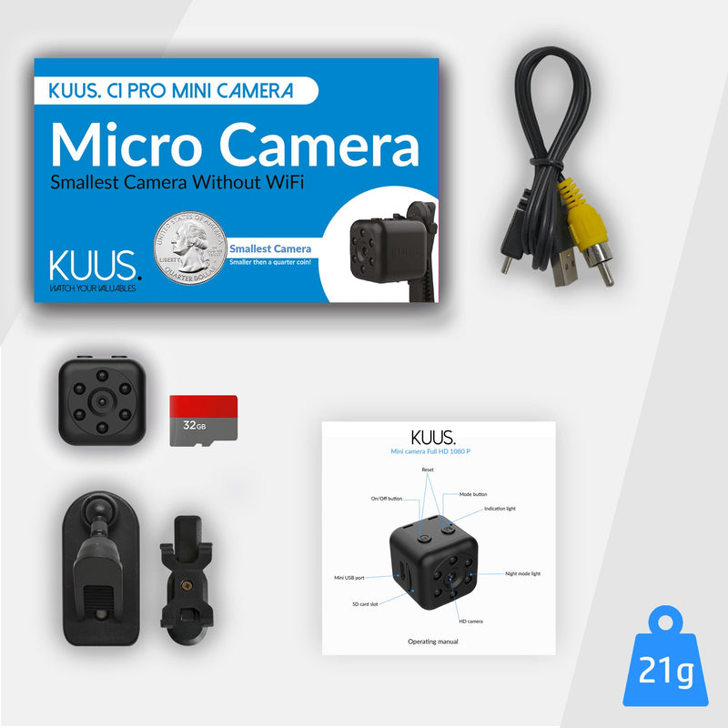 [AUSTRALIA] - C1 Hidden Camera with audio/video. Mini Camera, Small Camera. Spy Hidden Cameras for Home Indoor Use. Spy Cam with Night Vision and Motion Detection | Only 0.9 inch! | includes 32GB TF card! | NO APP! 