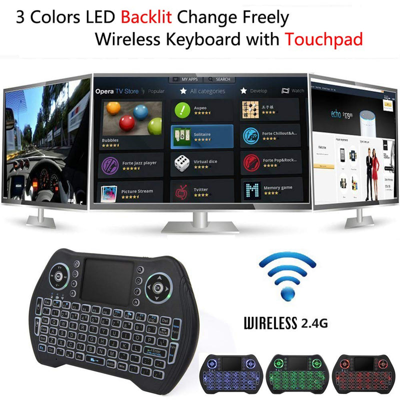 2.4G Wireless Keyboard with Touchpad Mouse, LED Backlit USB Mini Keyboard Multi-Media Handheld Android Box Remote Keyboard for Pc,Pad,Xbox 360, Ps3, Google Android Tv Box, Htpc, Iptv, Raspberry Pi