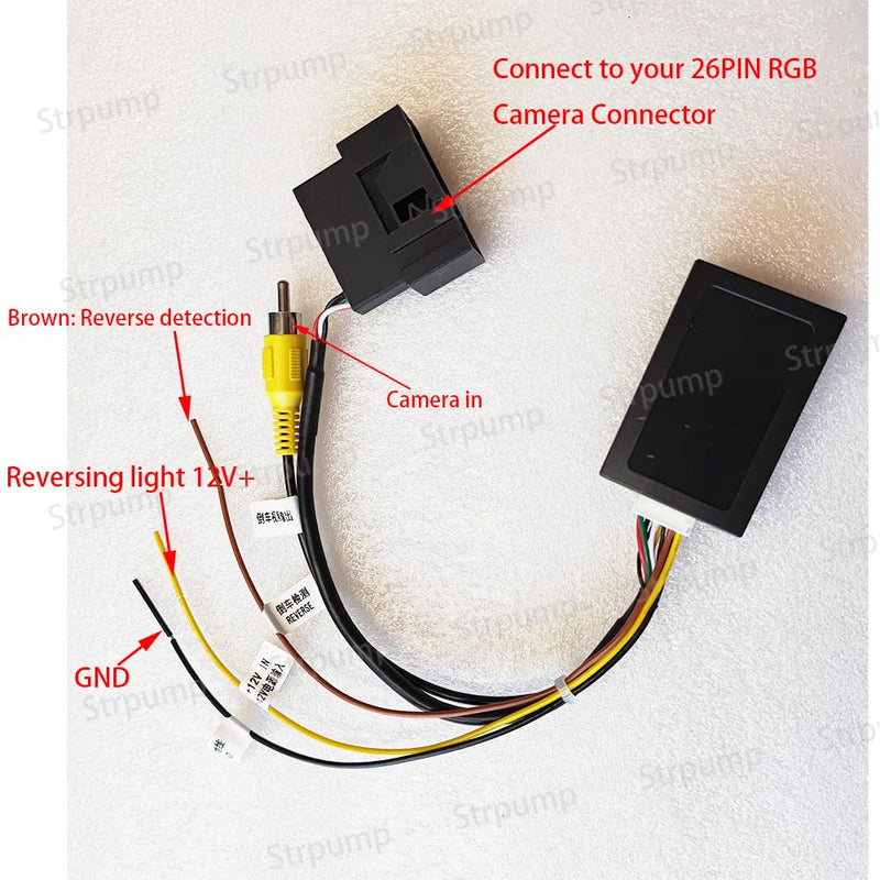 26Pin RGB to CVBS (RCA) AV Signal Reverse Camera Adapter Decoder Can Box Compatible for VW Passat CC Tiguan Golf Skoda w/Original OEM RGB Rearview Backup Camera