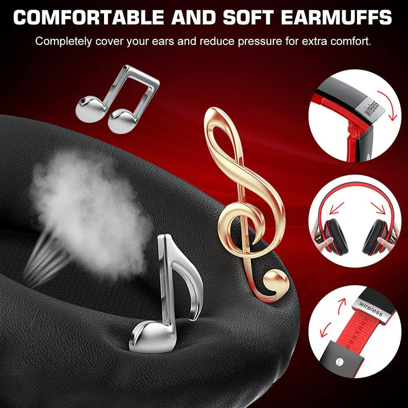 6S Bluetooth Headphones Over-Ear, Hi-Fi Stereo Foldable Wireless Stereo Headsets Earbuds with Built-in Mic, Volume Control, FM for iPhone/Samsung/iPad/PC (Black & Red) Black & Red