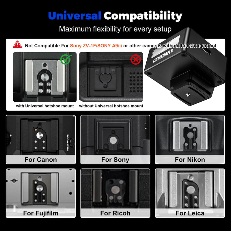 [AUSTRALIA] - CF2 Mini Camera Flash-Aluminum Hot Shoe Flash,GN10,5 Power Levels Manual Camera Flash for Sony ZV1/Ricoh GR3/Fuji/Canon/Nikon/Mini Flash for Film Camera DSLR(Black). 
