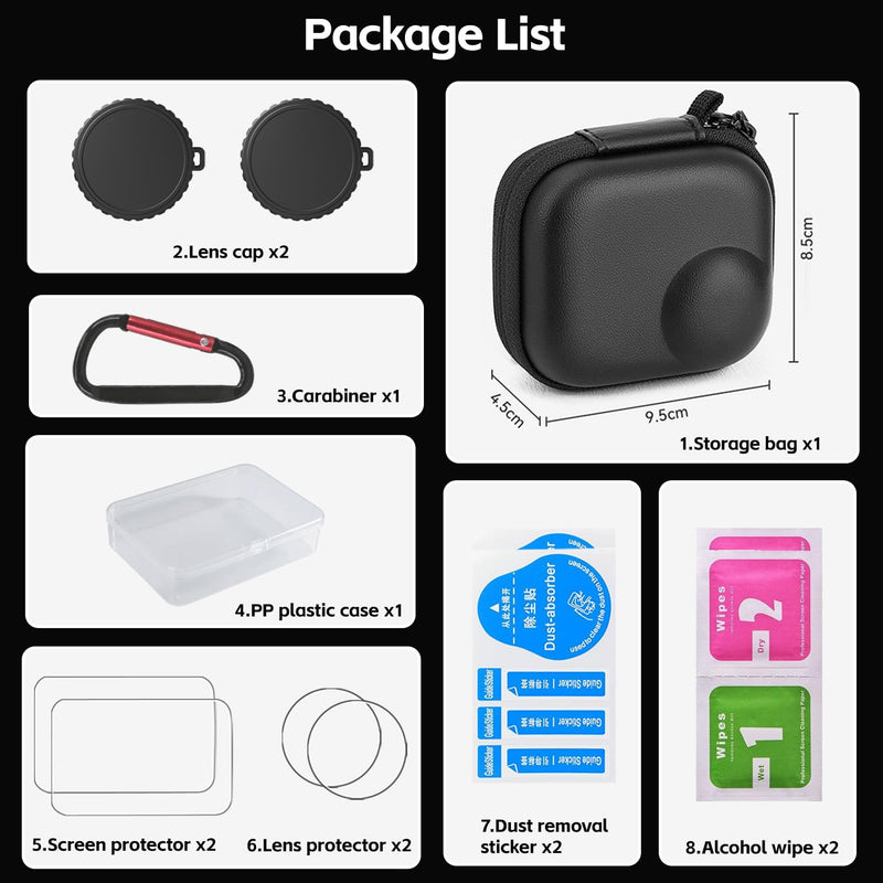 [AUSTRALIA] - Osmo Nano Accessories Kit, Mini Carrying Case for DJI Osmo Nano PU Portable Storage Bag, 2pcs Silicone Lens Cap Cover, Lens Screen Protectors (4 Pack) Comatible with DJI Nano Camera 