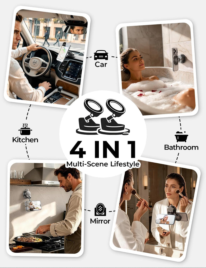 LISEN 2 Pack for Magsafe Car Mount, Magnetic Phone Holder for Car, Strong Magnetic Car Phone Mount, 89 LBS Suction Phone Mount Vacuum, Dashboard Gifts Phone Holders for Your Car Mount for iPhone 17 | 2400gf Strong Magnetic Power, 360° Adjustable Dashbo...