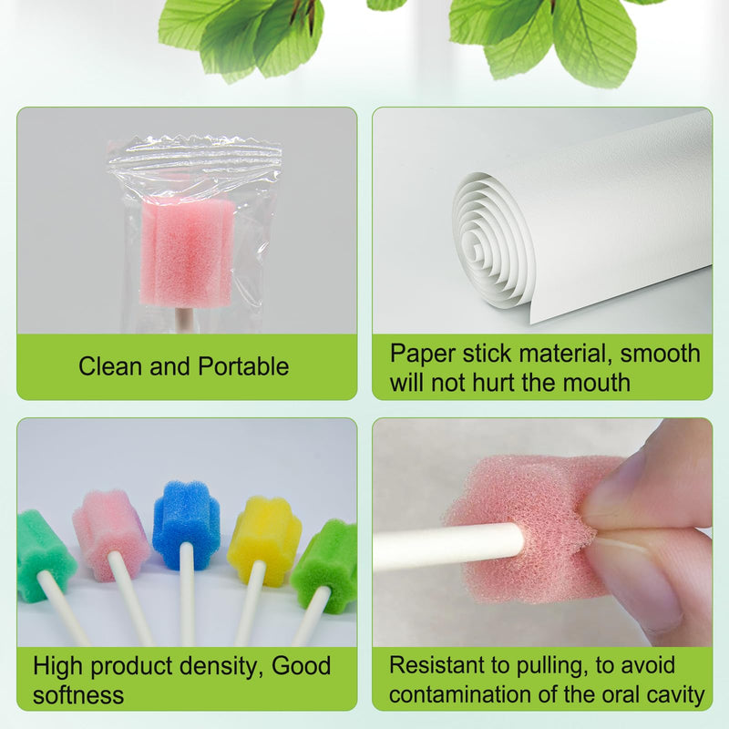 Mouth Sponges Sterile Dental Swabs, 50 Pieces Oral Care Sponge Swabs, Cleaning Mouth Swabs, Oral Hygiene Sponge, Oral Care Swabs, Cotton Buds, Oral Care Sticks, Foam for Oral Hygiene, Pink Pack of 50 plum blossom pink