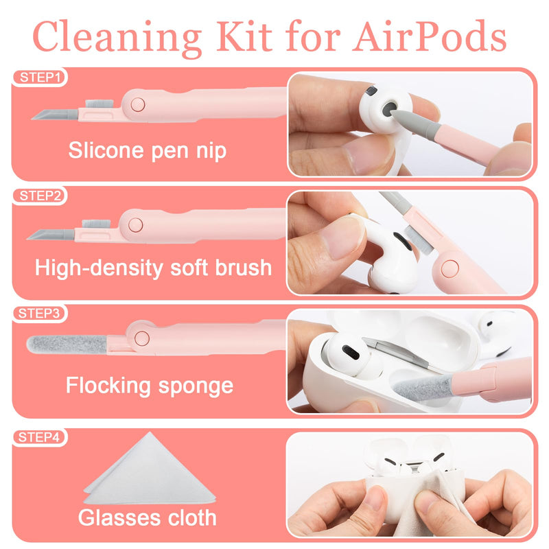 walrfid Laptop Keyboard Earbud Screen Cleaner Sprayer Kit for Airpods Pro MacBook iPad iPhone iPod, Electronics Airpod Cleaning Pen Brush Tool for PC TV Phone Computer Screens Cleaners Spray Pink