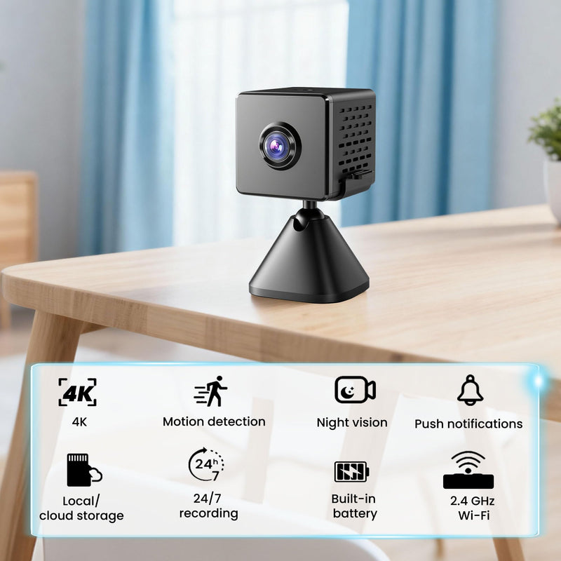javiscam 2026 Upgraded 4K Spy Camera, Mini Hidden WiFi Camera with Live View, Plug-in Indoor Security Cam, 24/7 Recording, Motion Alerts, Night Vision, Cloud & TF Storage 1 pack