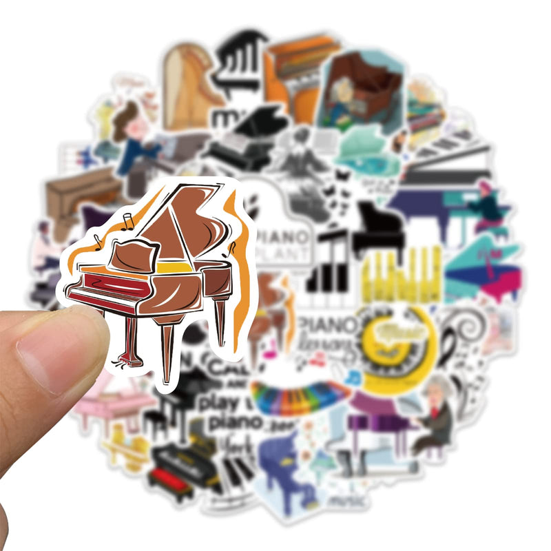 100 PCS Piano Stickers,Vinyl Aesthetic Music Instrument Stickers for Water Bottles,Laptop,Cellphone,Skateboard,Guitar,Piano Decal - Perfect Gifts for Kids,Girls,Teens, Students 100 Pcs Piano
