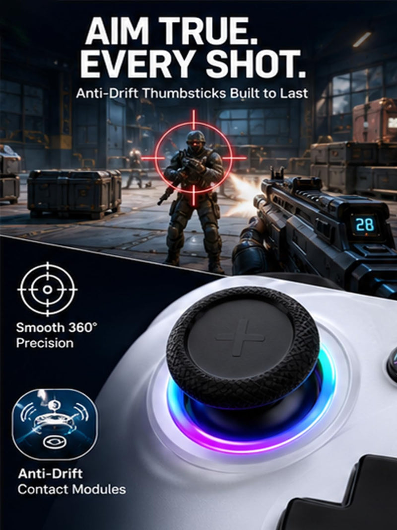 Enstixsm Wired Controller for Xbox,Turbo Macro,RGB Light,Gaming,White | No Drift Joystick,1000Hz Polling Rate,Vibration,3.5mm Audio Jack,Steam Remote Gamepad for Xbox One,Series X,S ,PC,Plug Play White