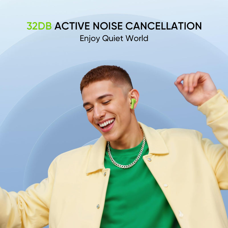 realme Buds T200 TWS Buds, Hi-Res Audio, LDAC, IP55 Water Resistant, 12.4mm Dynamic Bass Driver, 32dB ANC, 50h Playback - (Purple) Purple