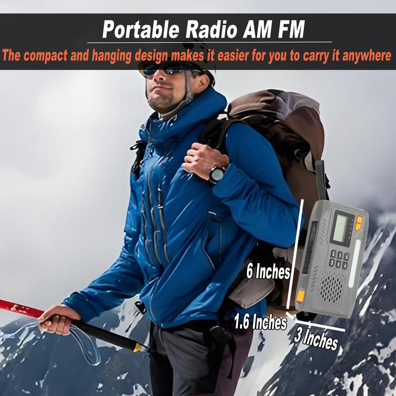 [AUSTRALIA] - 7400mWh Solar Hand Crank Emergency Weather Radio, NOAA/AM/FM Wind Up Radio with Flashlight, Cell Phone Charger, SOS Alarm, Digital Display for Hurricane Survival Camping Outdoor 