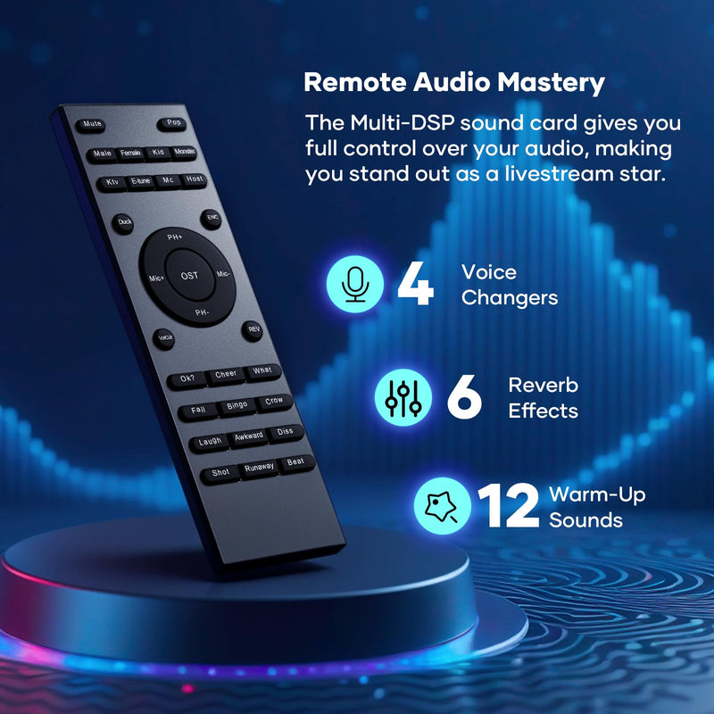 Wireless Neckband Microphone Headset Kit with in-Ear Monitor, Remote Audio Mixer, Bluetooth Music, Voice Changer, All-in-One for Streaming & Podcasting, Compatible with iPhone & Android