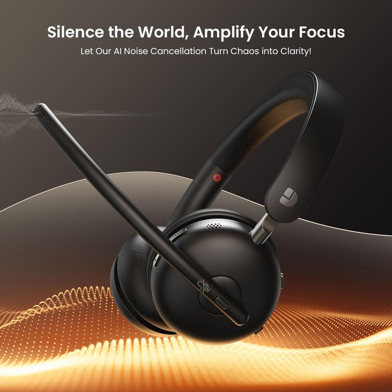 [AUSTRALIA] - Dytole Wireless Headset with Mic for Work, Bluetooth 5.3 Headset with Noise Cancelling, Wireless Headphones with Mic & USB Dongle, 65H & Mute, Ideal for PC/Call Center/Computer/Laptop/Study 