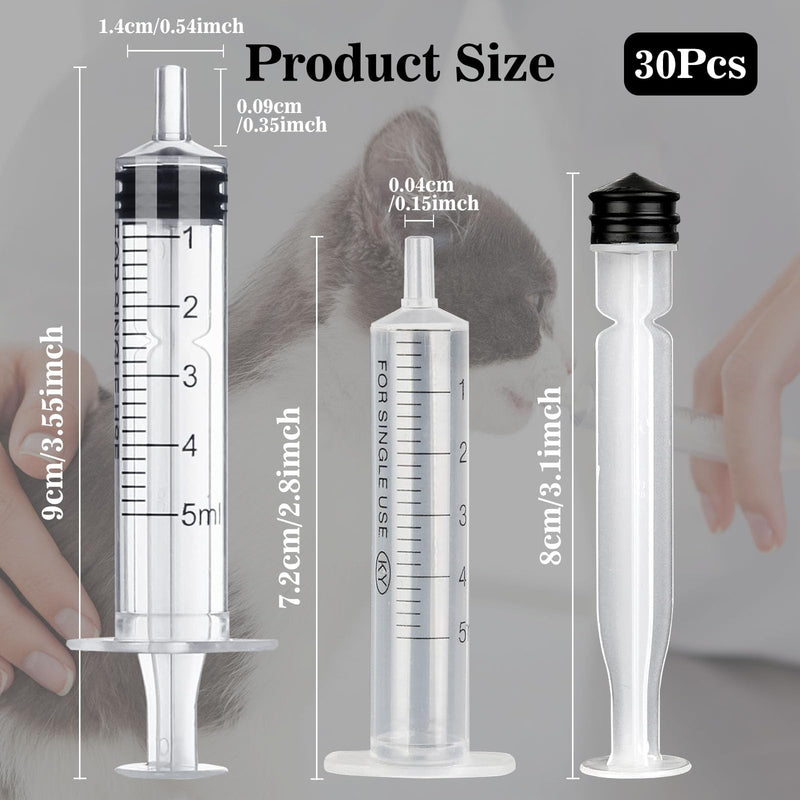 Mooshy Pack of 30 5 ml Syringes Plastic Syringes with Lid Sterile Colostrum Syringe Without Needles Dosing Syringe in Individual Packaging for Animal Feeding for Dispensing Scientific Laboratory