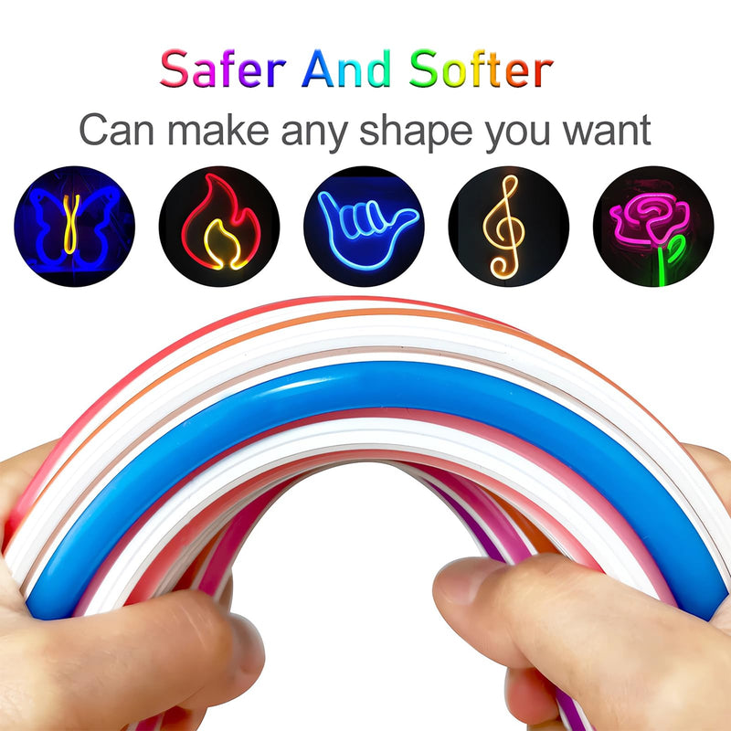 Separated Neon Flexible LED Light Strip Cover, 16.4ft 8mm Wear Free DIY Bendable Silicone Diffuser Cover with 2 Pcs Neon Light Cutter, RGB Strip for Bar Car Outdoor Home DIY Decor(Red) Red